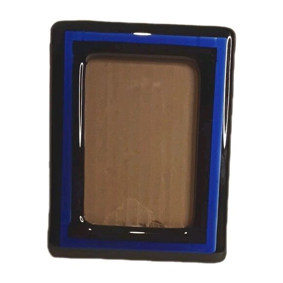 Art Deco Cobalt Blue And Black Glass Rectangle Tabletop Picture Photo Frame - Picture 5 of 13